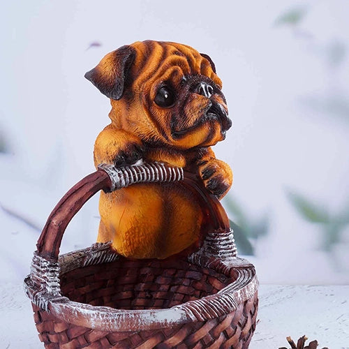 Brown Puppy Basket Buddy ornament for cozy interior decor

