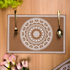 Brown and white rectangular table mat for elegant dining
