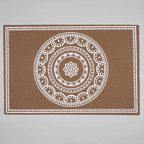 Brown and white rectangular placemat for dining table
