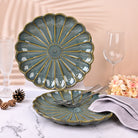 Brown flower shaped ceramic plates set of 2