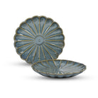 10.5 inch brown flower shaped ceramic plate set


