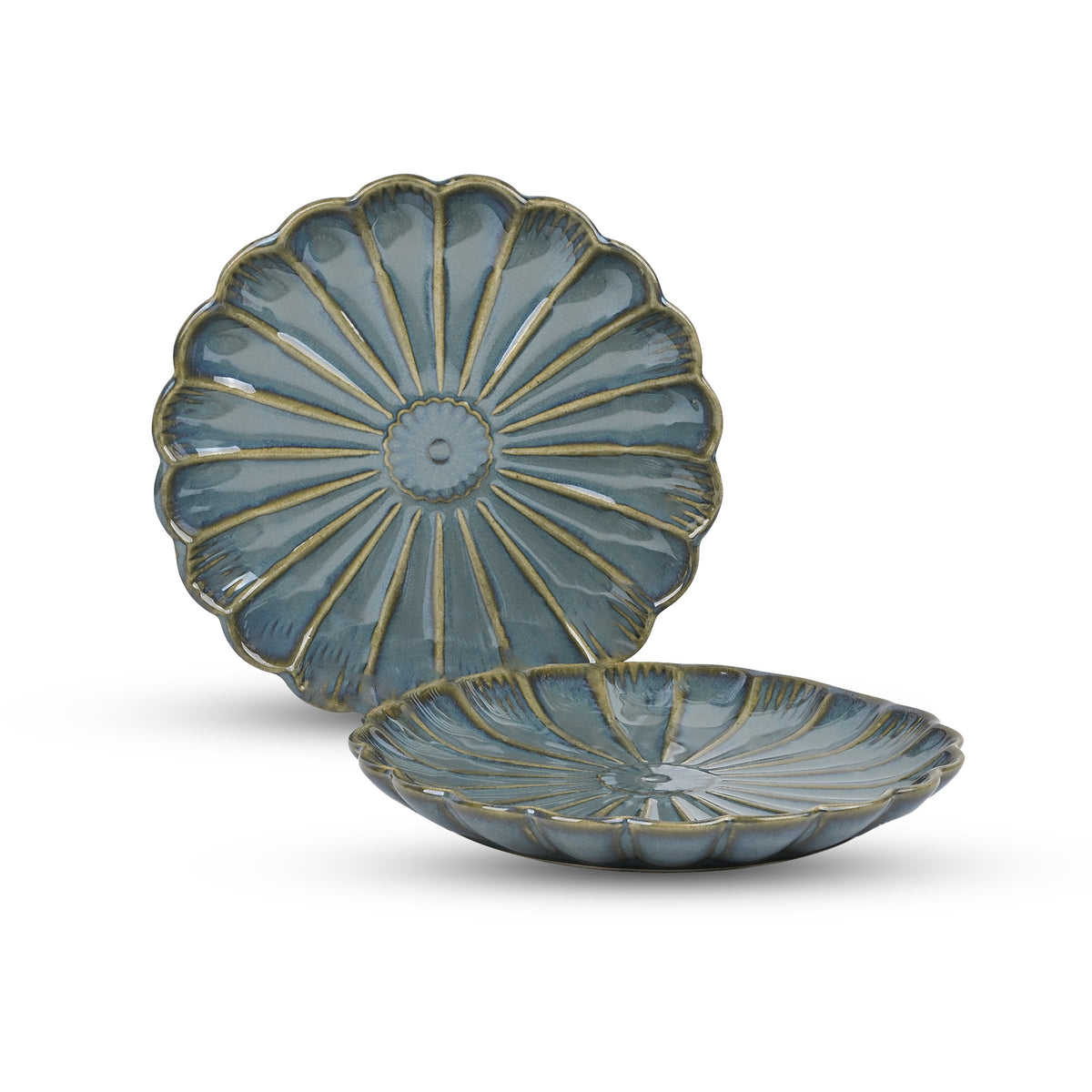 10.5 inch brown flower shaped ceramic plate set

