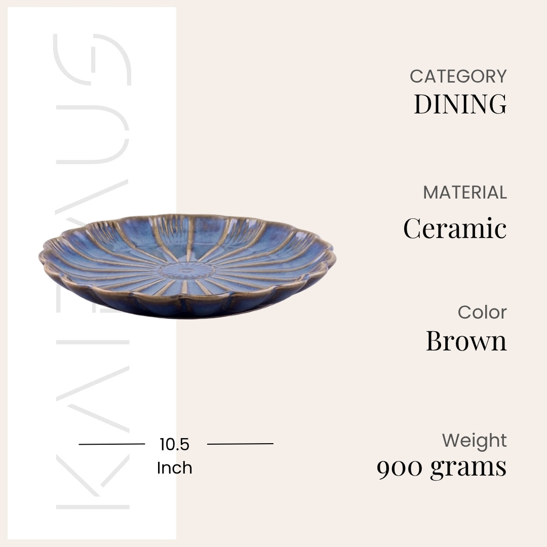 Brown floral shaped ceramic plates for dining

