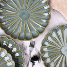 10.5 inch ceramic flower plates in brown

