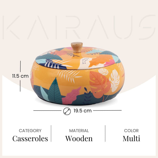 Tropical Round Wooden Casserole with Lid