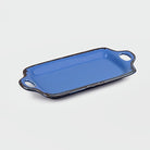 Decorative blue ceramic platter for dining


