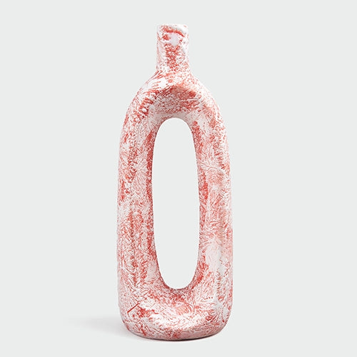 Elegant coral ceramic hollow vase for home decor

