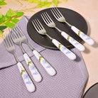 Daisies design ceramic handled forks

