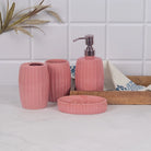 Premium ceramic bathroom accessories with striped design

