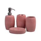 Modern glossy ceramic bathroom set with elegant stripes

