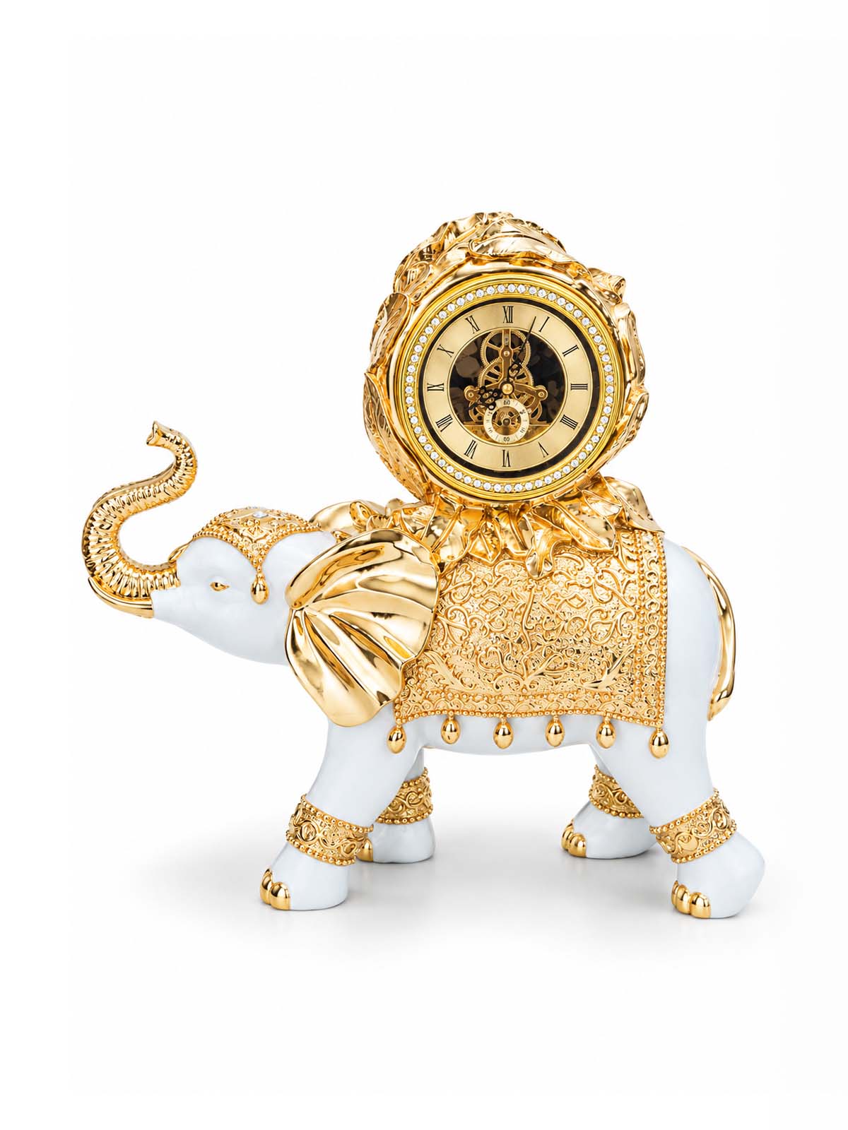 Chester Royal Elephant Clock Showpiece with elegant decorative design


