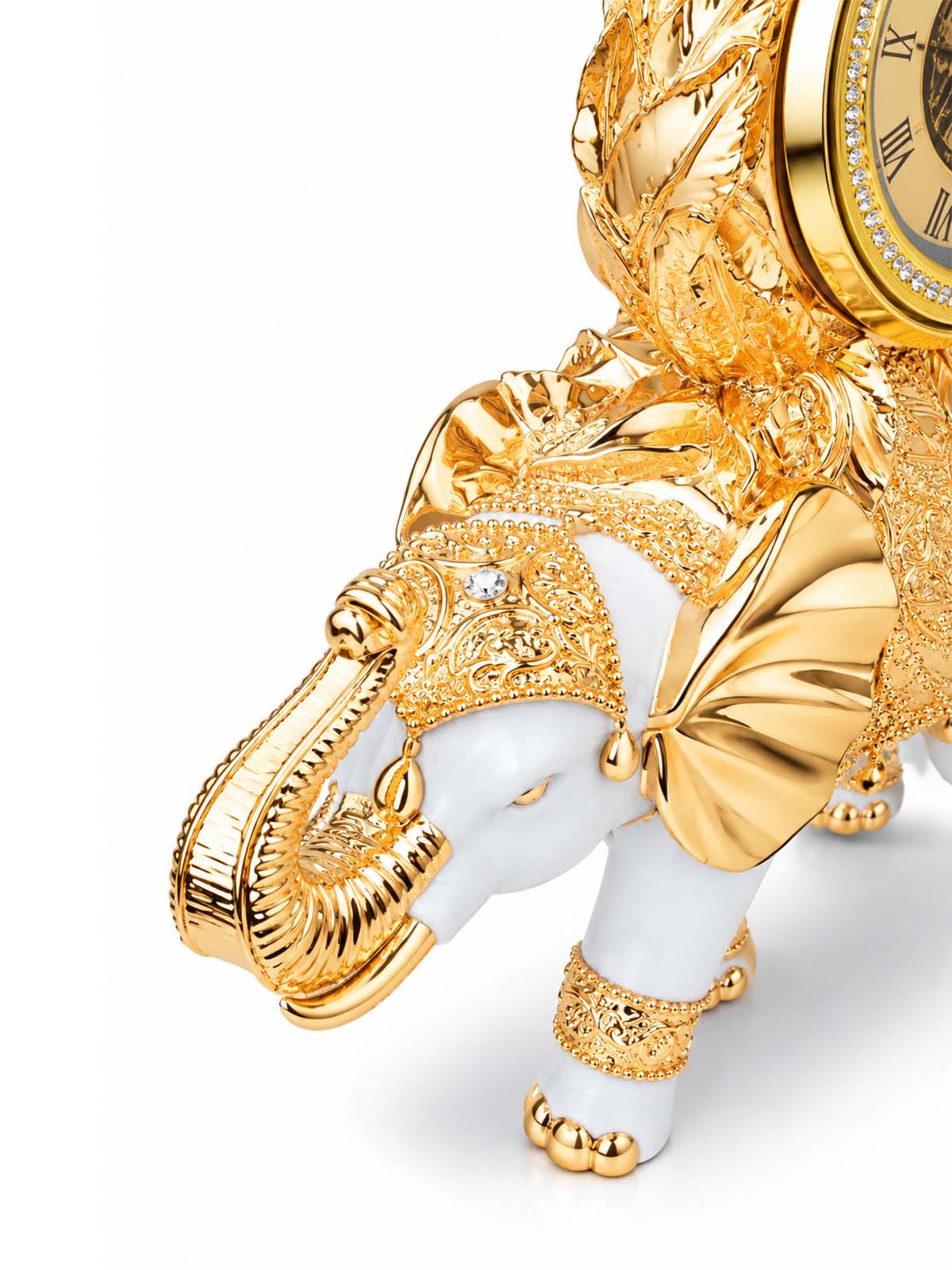 Chester Royal Elephant Table Clock with intricate detailing

