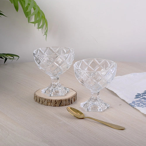 Chic geometric glass dessert bowl set

