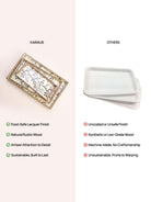 Decorative nature-themed trays for serving snacks and drinks

