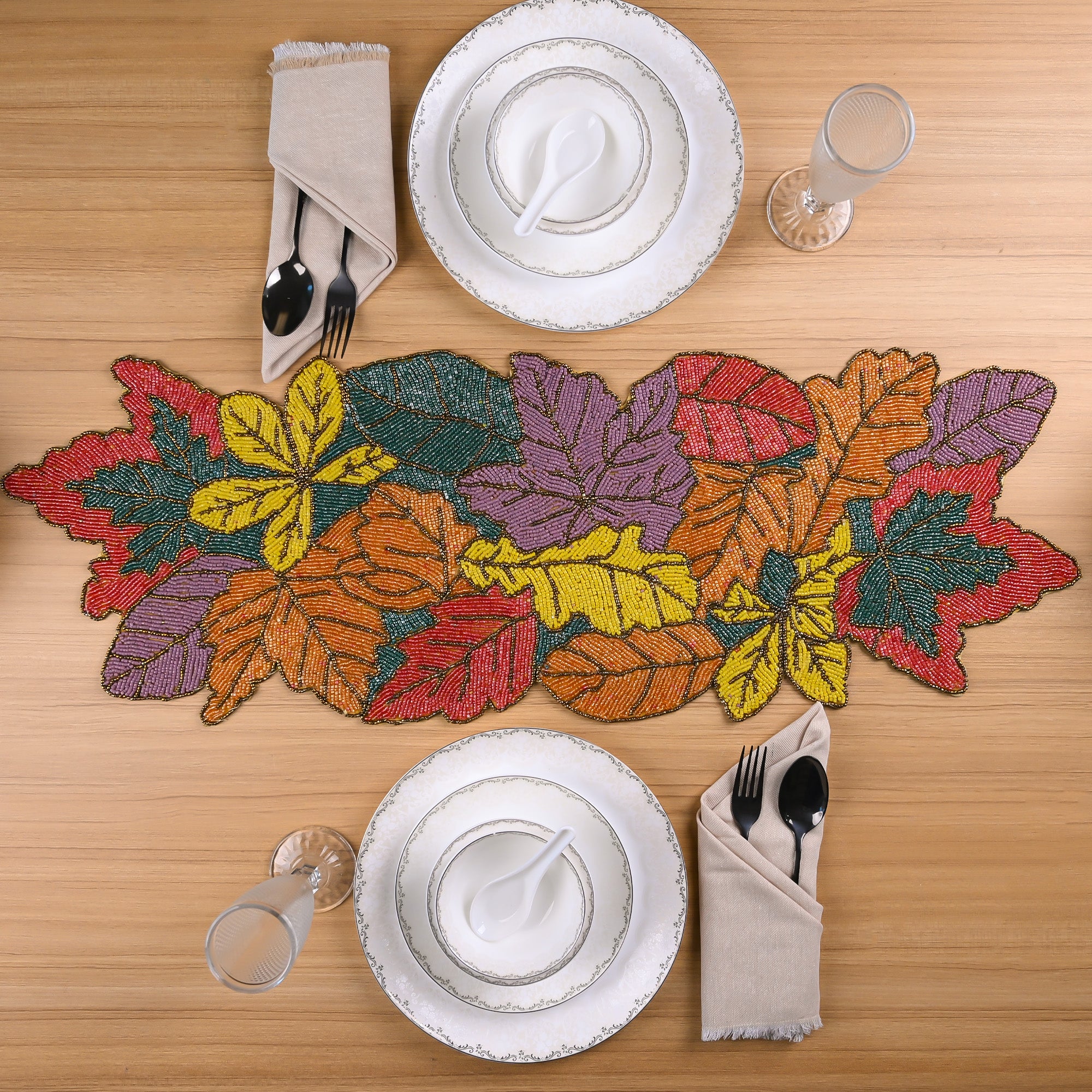 Chromatic handcrafted table mat for elegant dining
