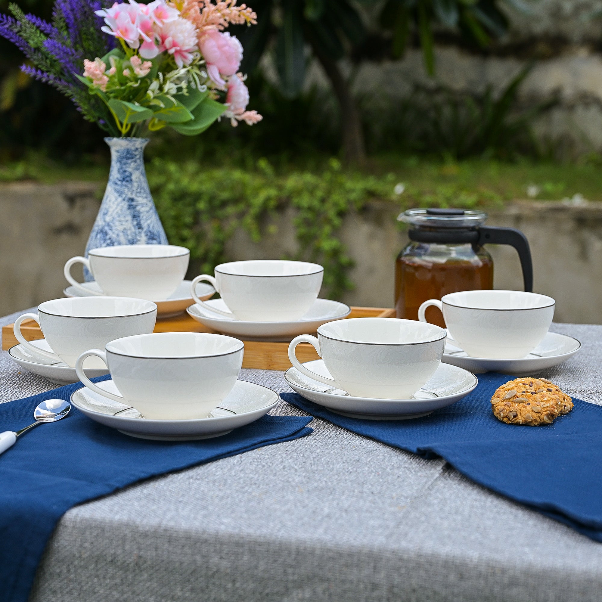 Clara rare bone china tea cup set of 6

