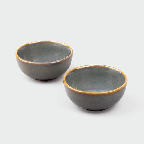 Set of two steel grey ceramic bowls

