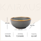 Elegant steel grey ceramic serving bowl set

