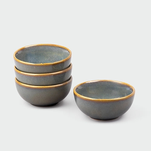 Set of four steel grey ceramic bowls


