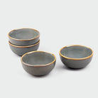 Elegant steel grey ceramic serving bowl set

