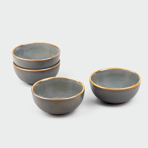 Elegant steel grey ceramic serving bowl set

