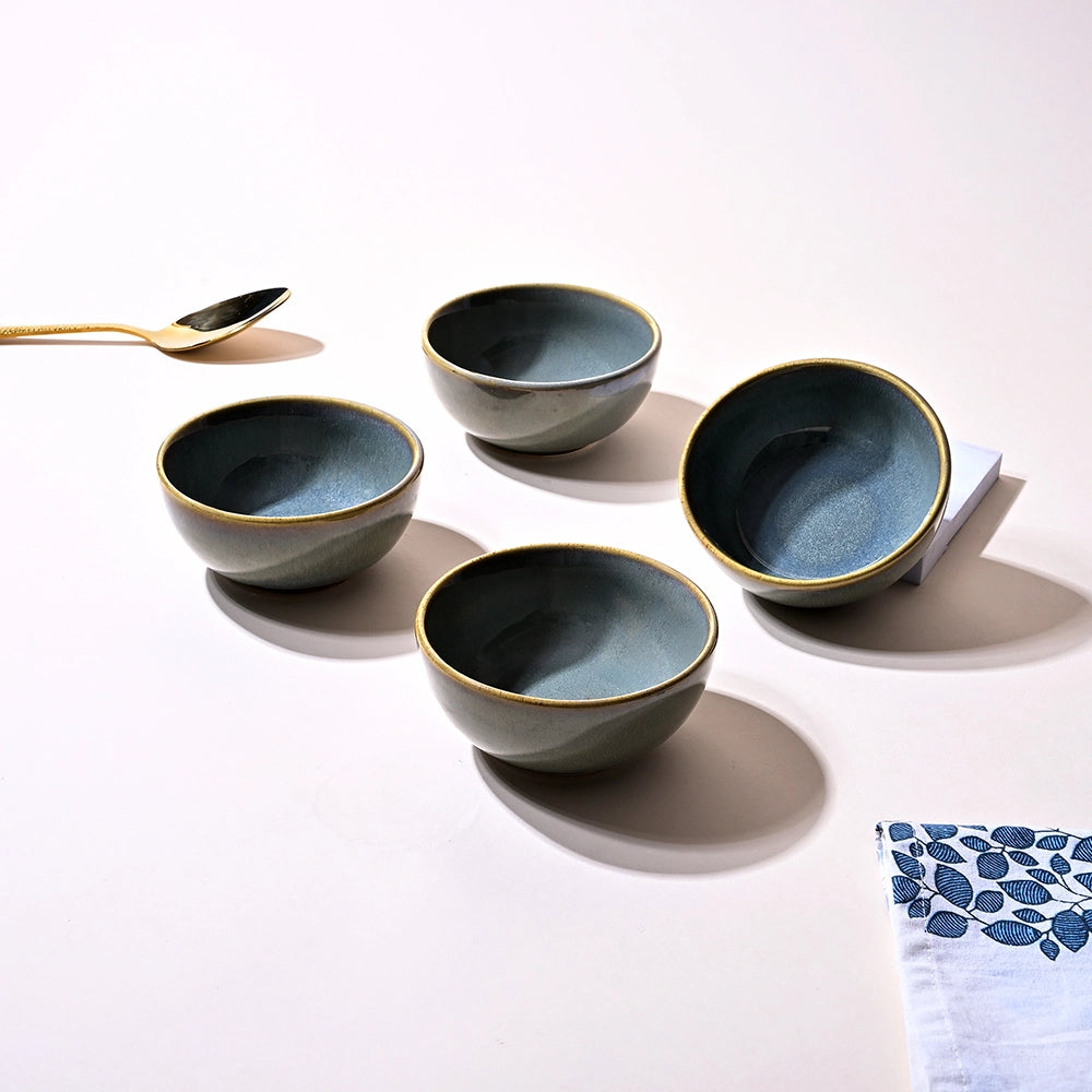 Decorative steel grey ceramic bowls set

