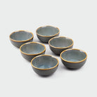 Set of six steel grey ceramic bowls

