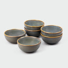 Elegant steel grey ceramic serving bowl set

