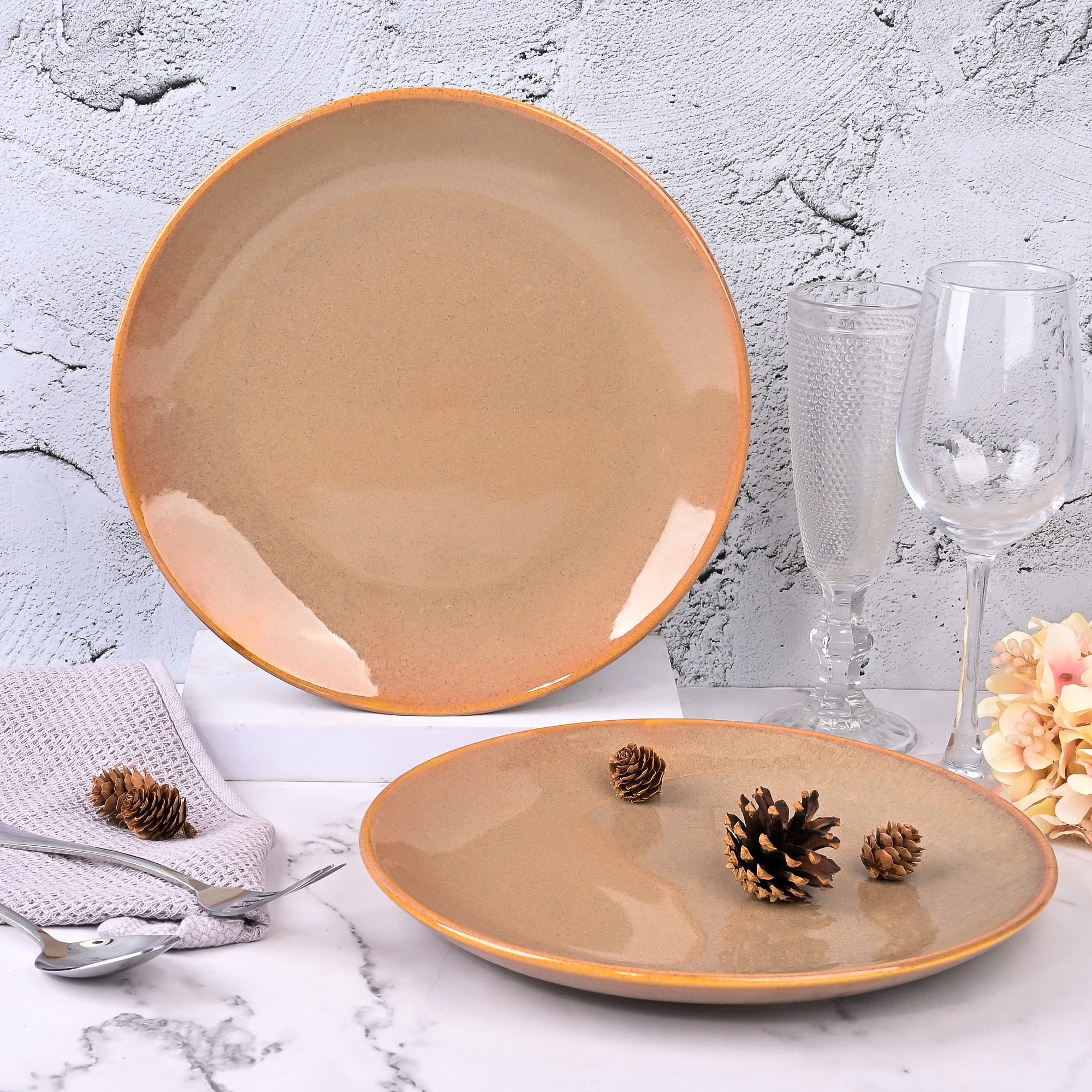 Classic ceramic dinner plates set of 2