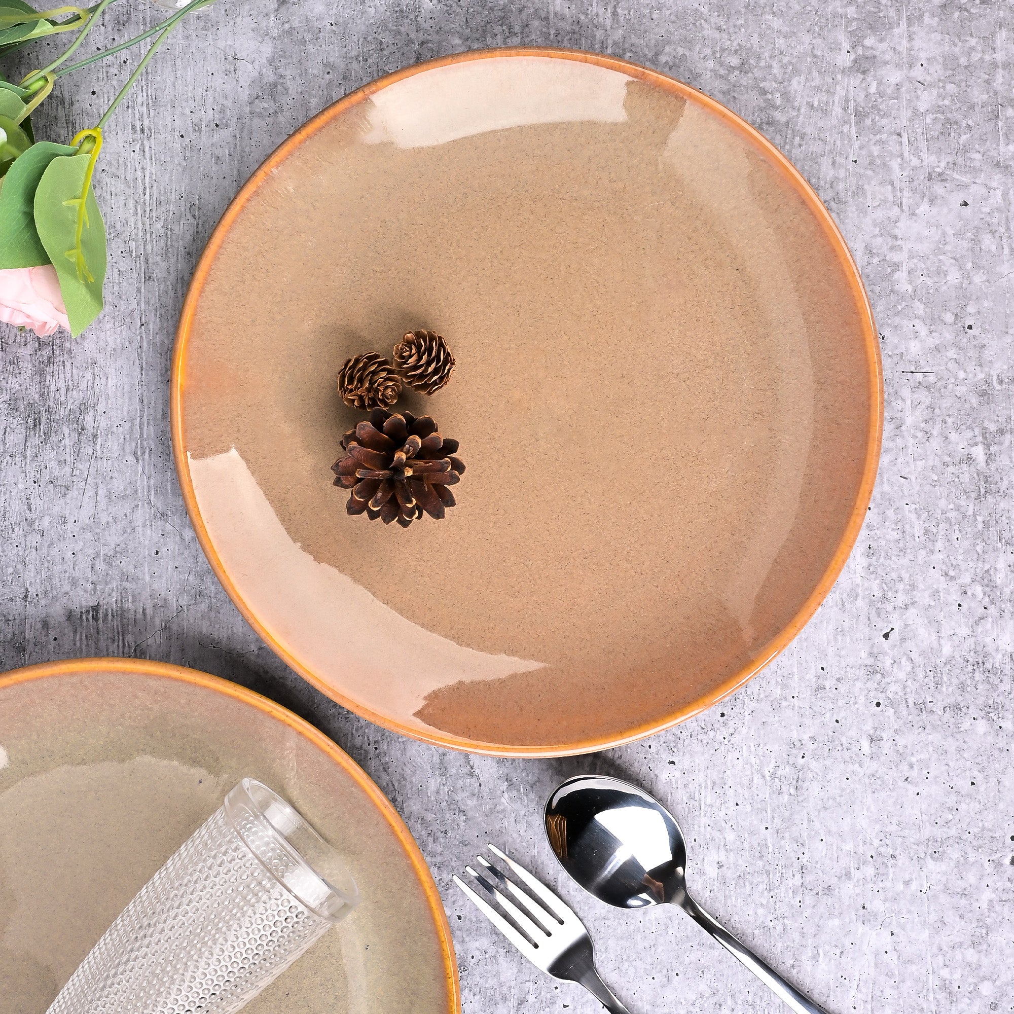 Set of 2 classic ceramic dinner plates

