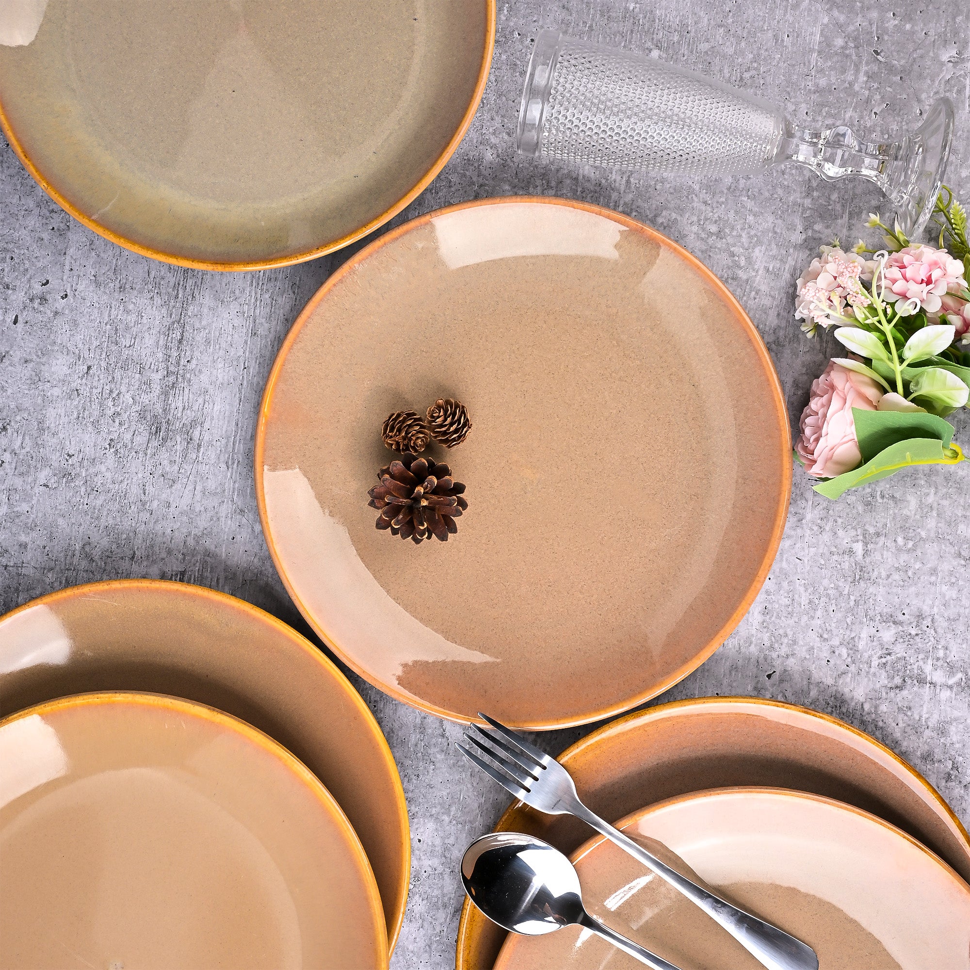 Set of 6 classic ceramic dinner plates

