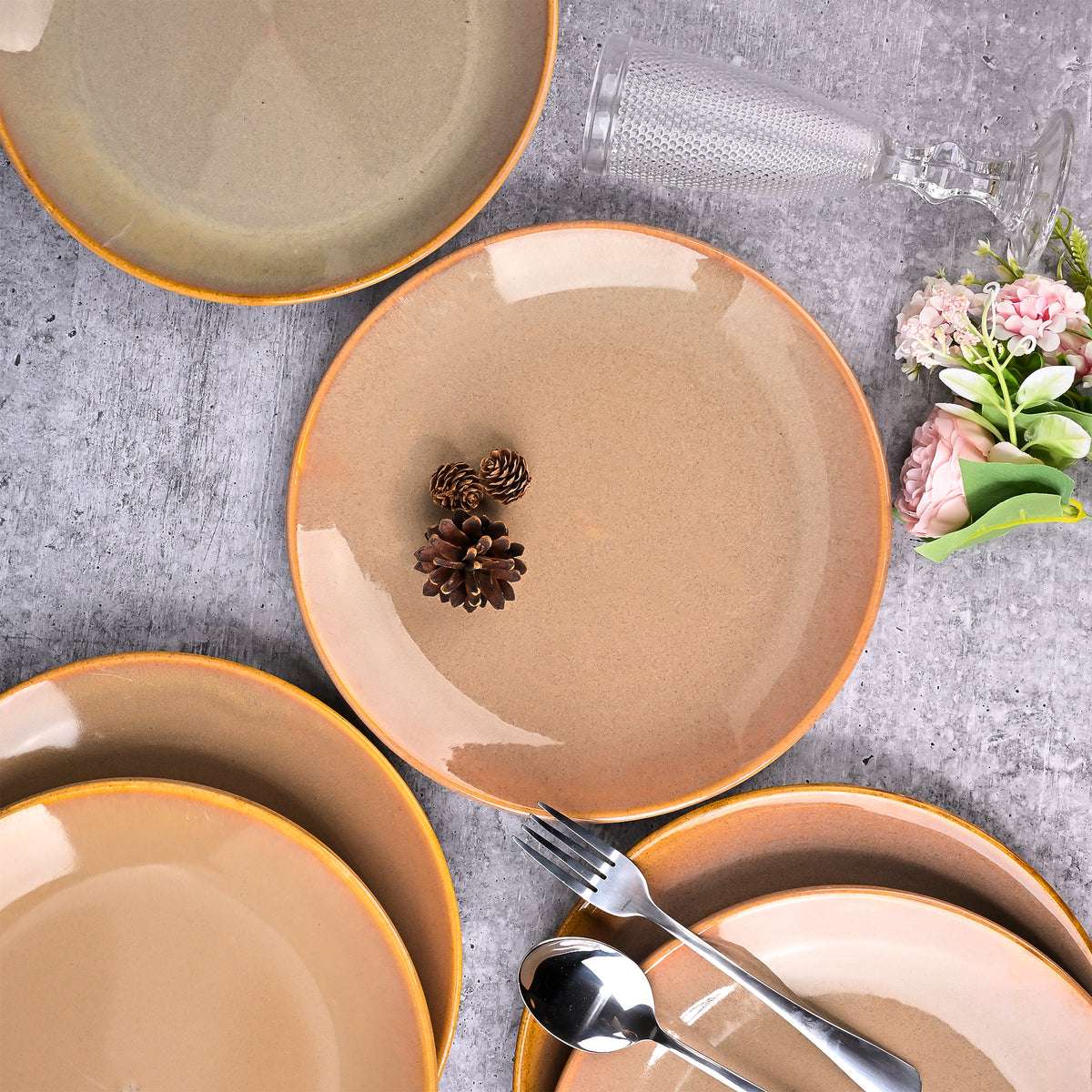 Set of 6 classic ceramic dinner plates

