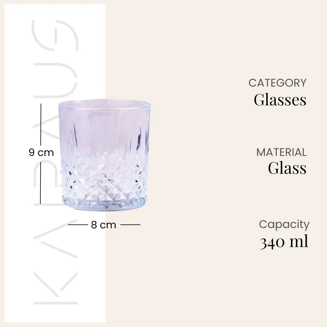 Classic whiskey tumbler glasses arranged together

