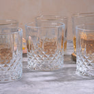 Set of 6 classic whiskey glasses for serving spirits

