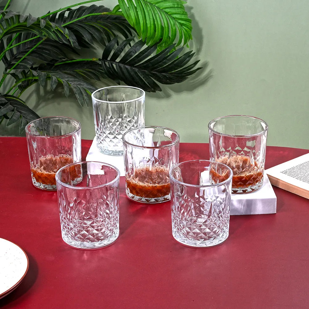 Clear whiskey glasses set of six with timeless design

