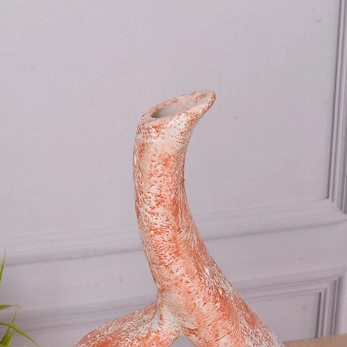 Coral and white patterned ceramic flower vase

