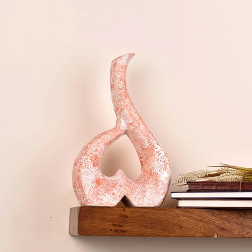 Artistic ceramic flower vase in coral and white tones

