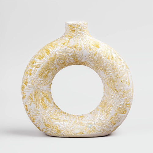 Elegant cream ring vase for contemporary home decor


