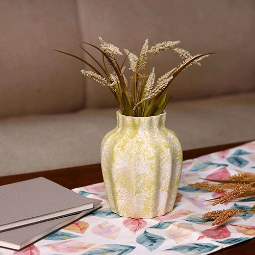 Elegant cream scalloped vase for home decor

