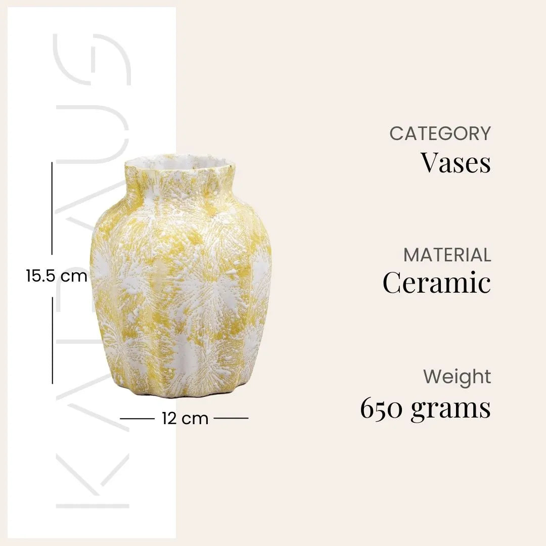 Textured cream vase with unique scalloped detailing

