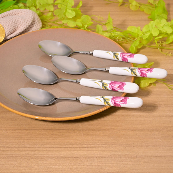 Regal Rose Print Ceramic-Handled Spoons (Set of 4)