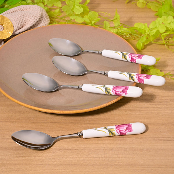 Regal Rose Print Ceramic-Handled Spoons (Set of 4)
