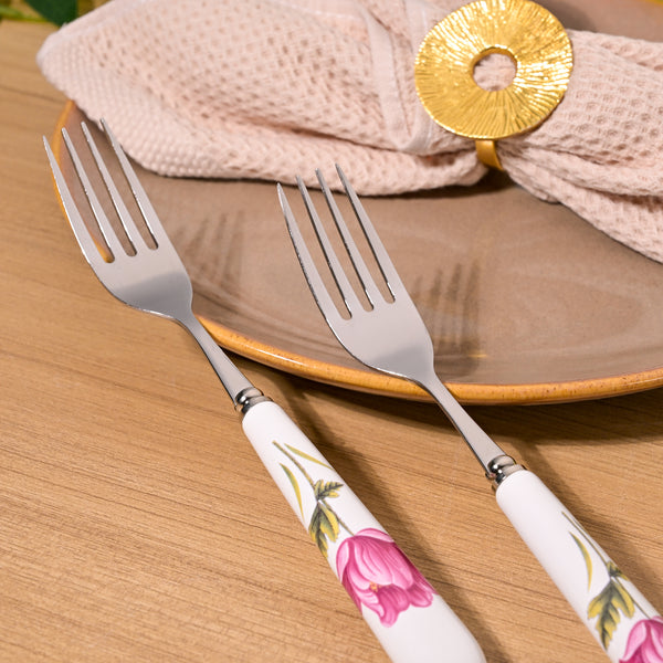 Regal Rose Ceramic-Handled Forks (Set of 2)