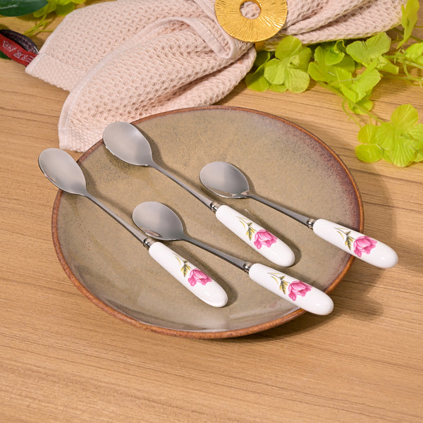 Radiant Rose Dessert Spoons (Set of 4)