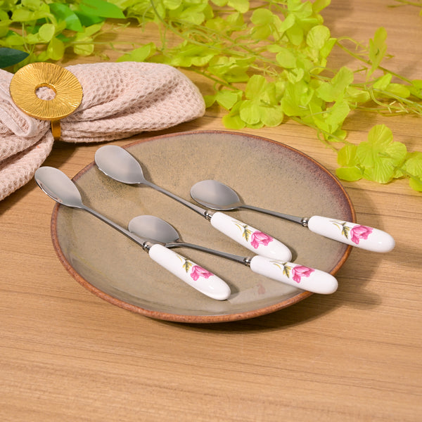 Radiant Rose Dessert Spoons (Set of 4)
