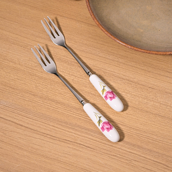 Chic Ceramic Rosebud Forks (Set of 2)