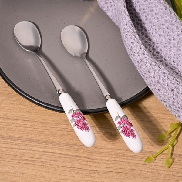 Lilac Flower Print Dessert Spoon (Set of 2)