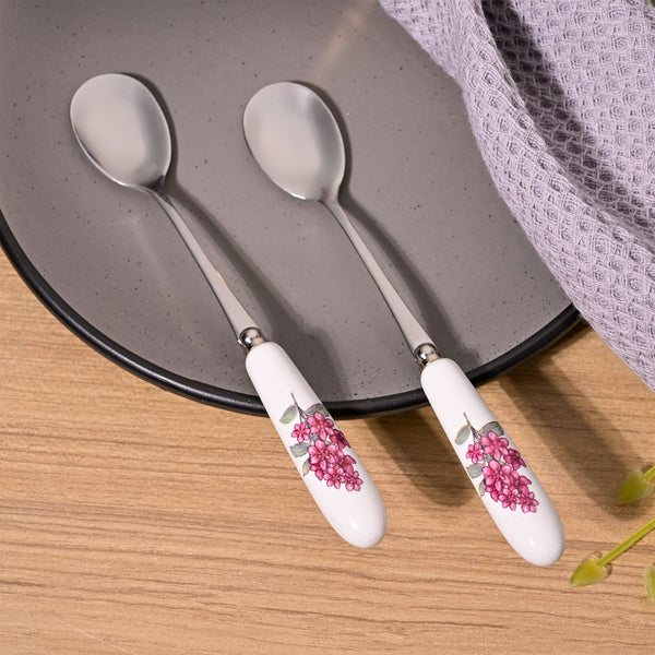 Lilac Flower Print Dessert Spoon (Set of 2)