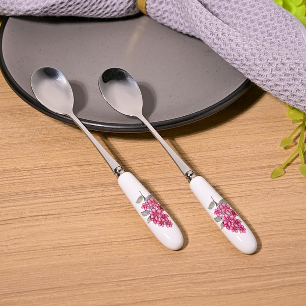 Lilac Flower Print Dessert Spoon (Set of 2)