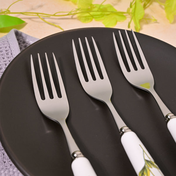 Ceramic Handled Daisies Design Forks (Set of 4)
